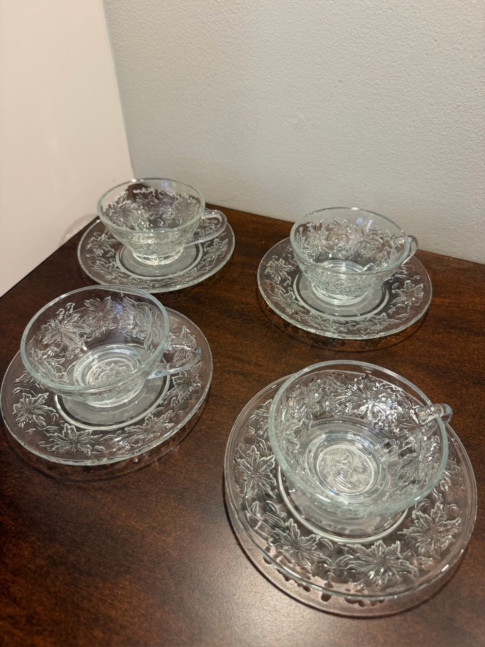 Princess House Fantasia Coffee/Tea Cups & Sauces - Set of 4